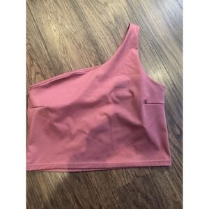 Playground Active One Shoulder Sports Bra Crop Top Pink Large